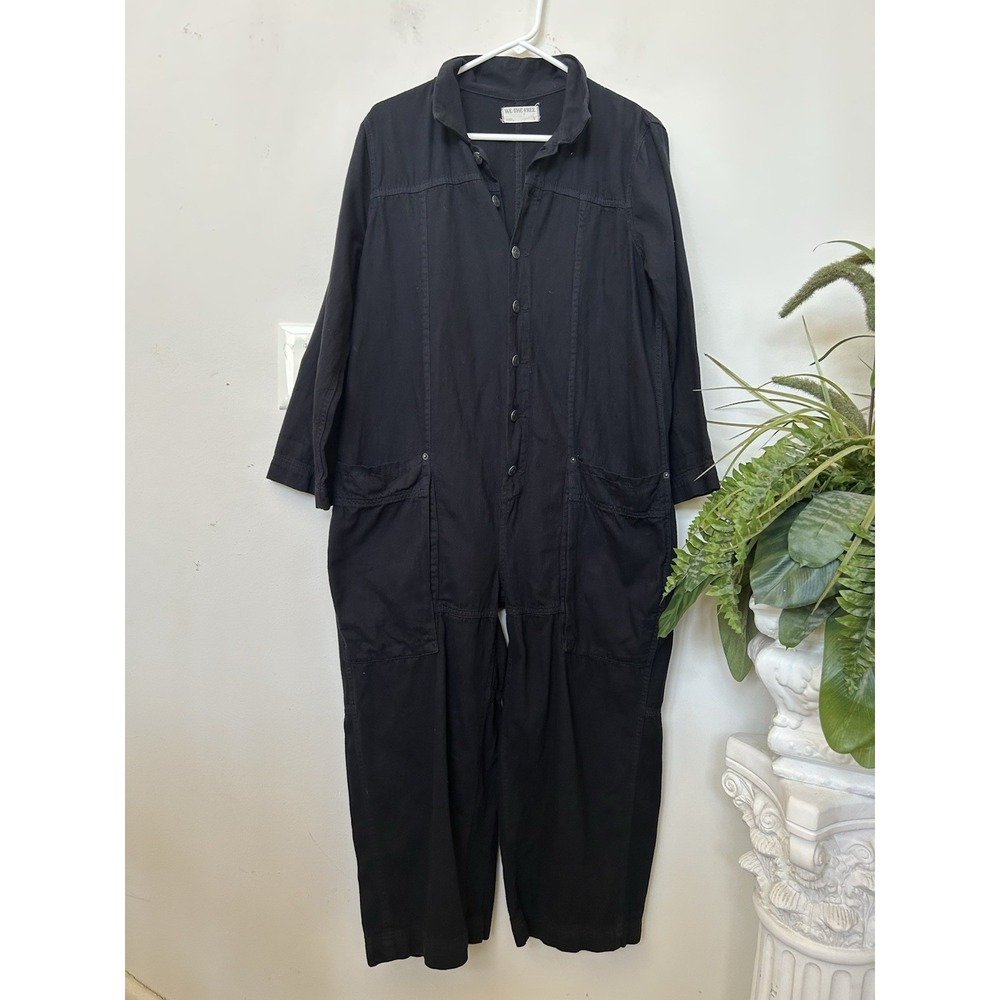 Free People Margarita Jumpsuit S Black Denim We The Free Romper Gorpcore Utility - Picture 5 of 7
